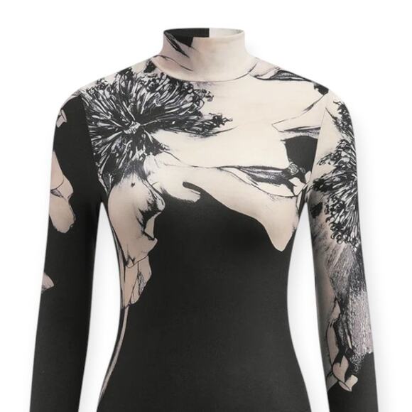 Commense Mock-Neck Floral Print Mesh Long Sleeve Top – XL (New With Tags) - Picture 3 of 6